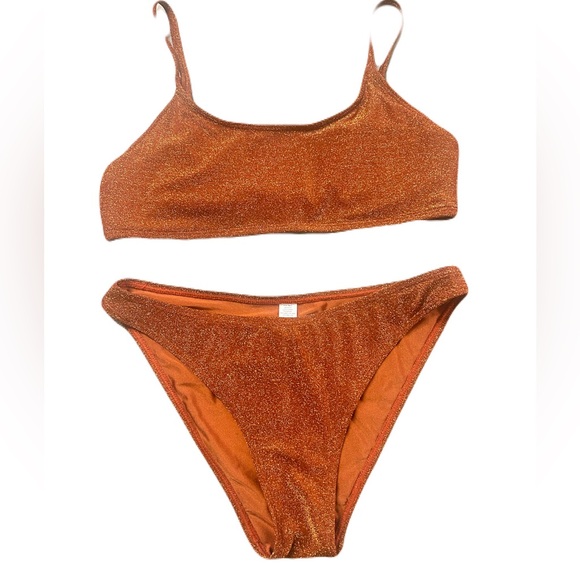 ATTRACO Metallic Lurex Bikini Set Rust Orange XL UPF 50 - Picture 7 of 7